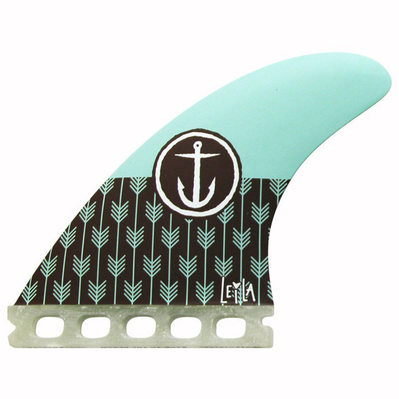 Light Blue Leila Hurst Thruster Fin with Captain Fin anchor logo in the center.