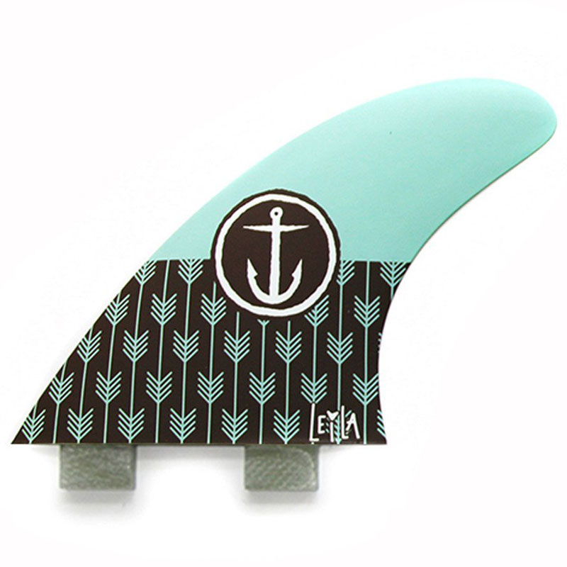Light Blue Leila Hurst Thruster Fin with Captain Fin anchor logo in the center.