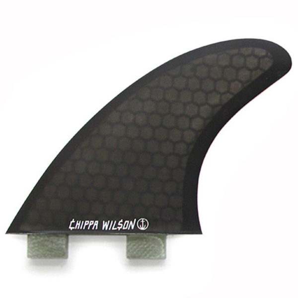 Black Chippa Wilson Thruster Fin with Chippa Wilson Signature in White.