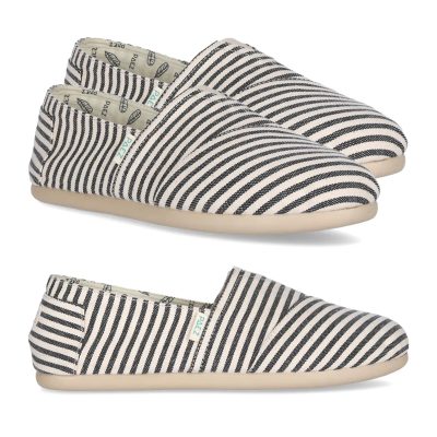Paez Alaska striped espadrilles for women, side and top view.