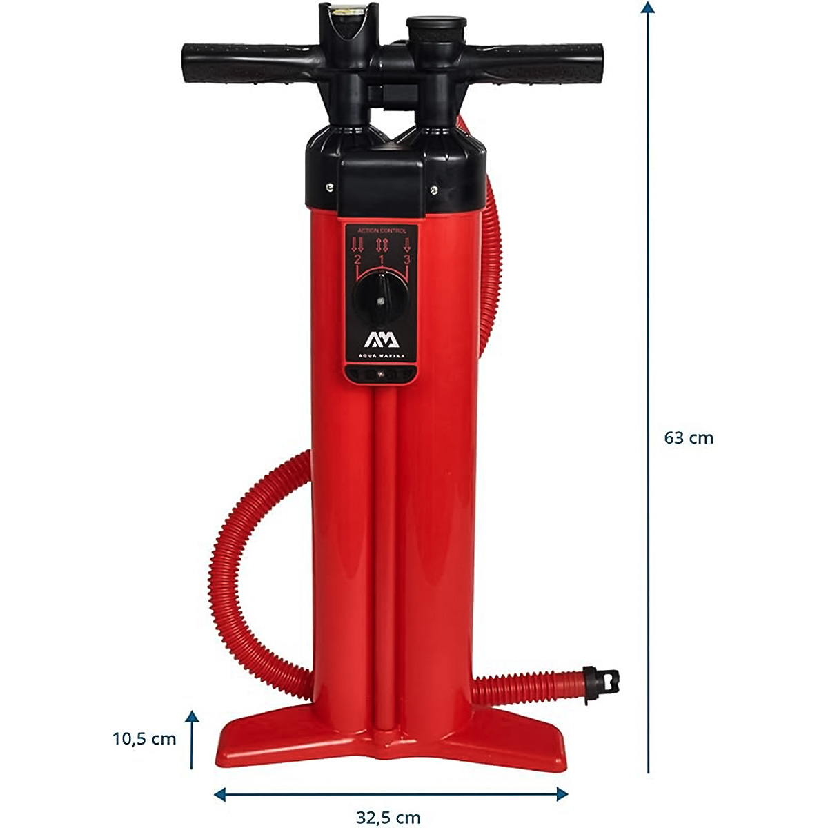 Aqua Marina Liquid Air V3 Triple Action High-Pressure Hand Pump with visible dimensions labeled on the image.