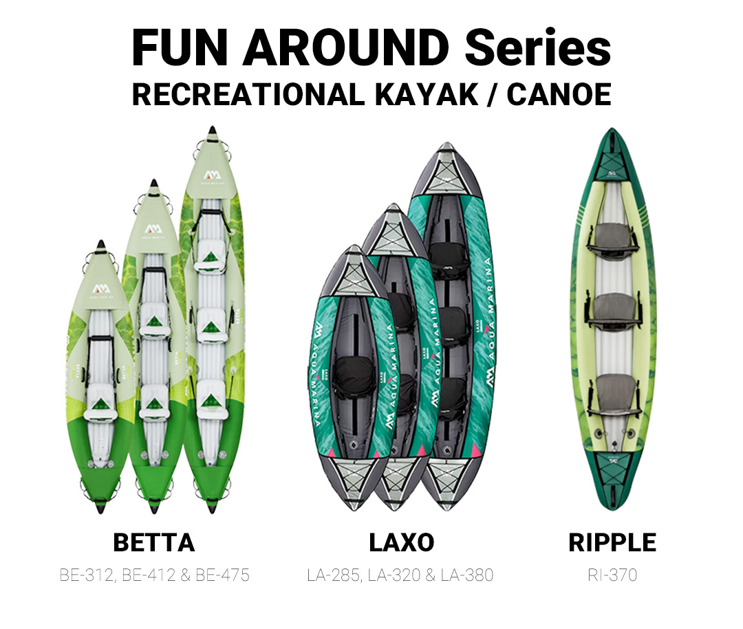 Aqua Marina Fun Around Series - Inflatable Recreational Kayaks Canoes