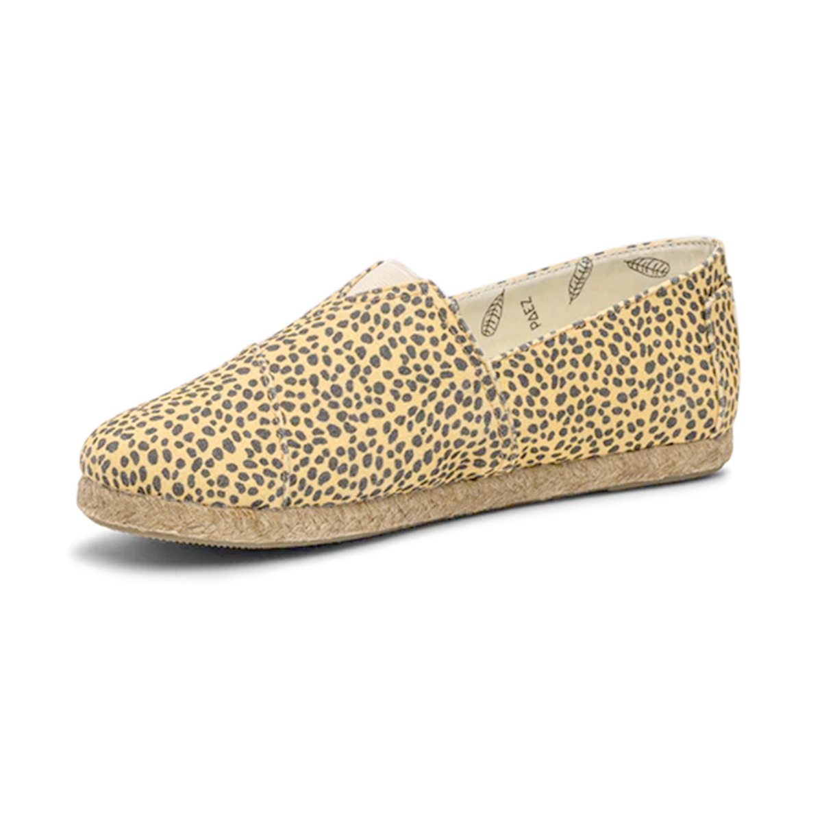 Cheetah Print PAEZ Espadrilles inside view, showcasing the detailed pattern and natural sole.