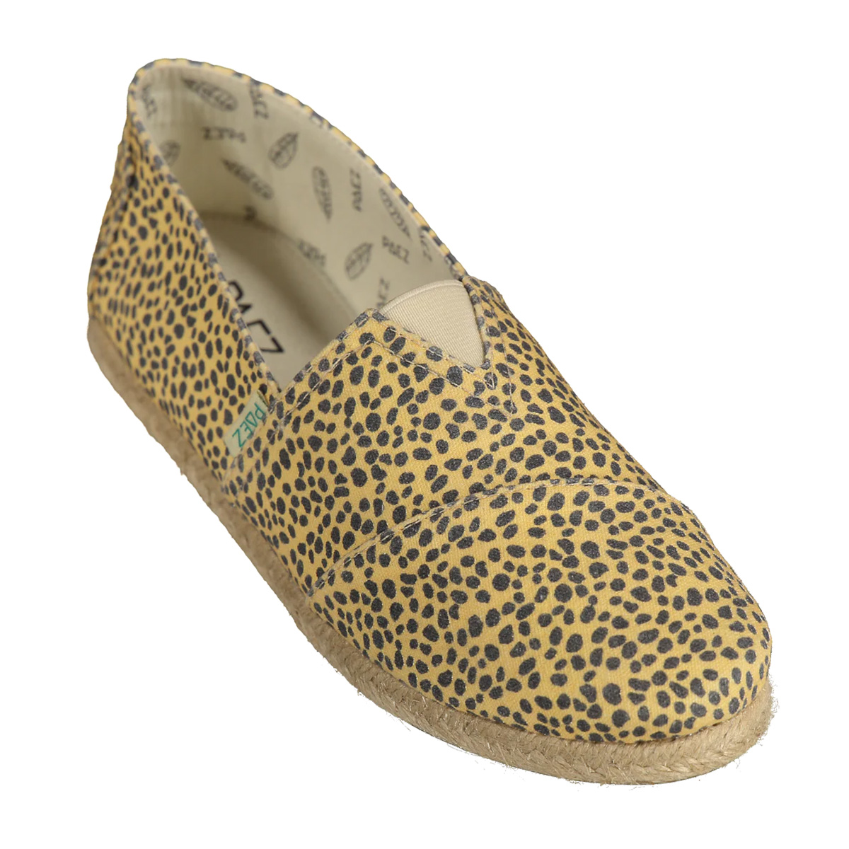 Close-up side view of Cheetah Print PAEZ Espadrilles for Women, highlighting the detailed design and natural jute sole.