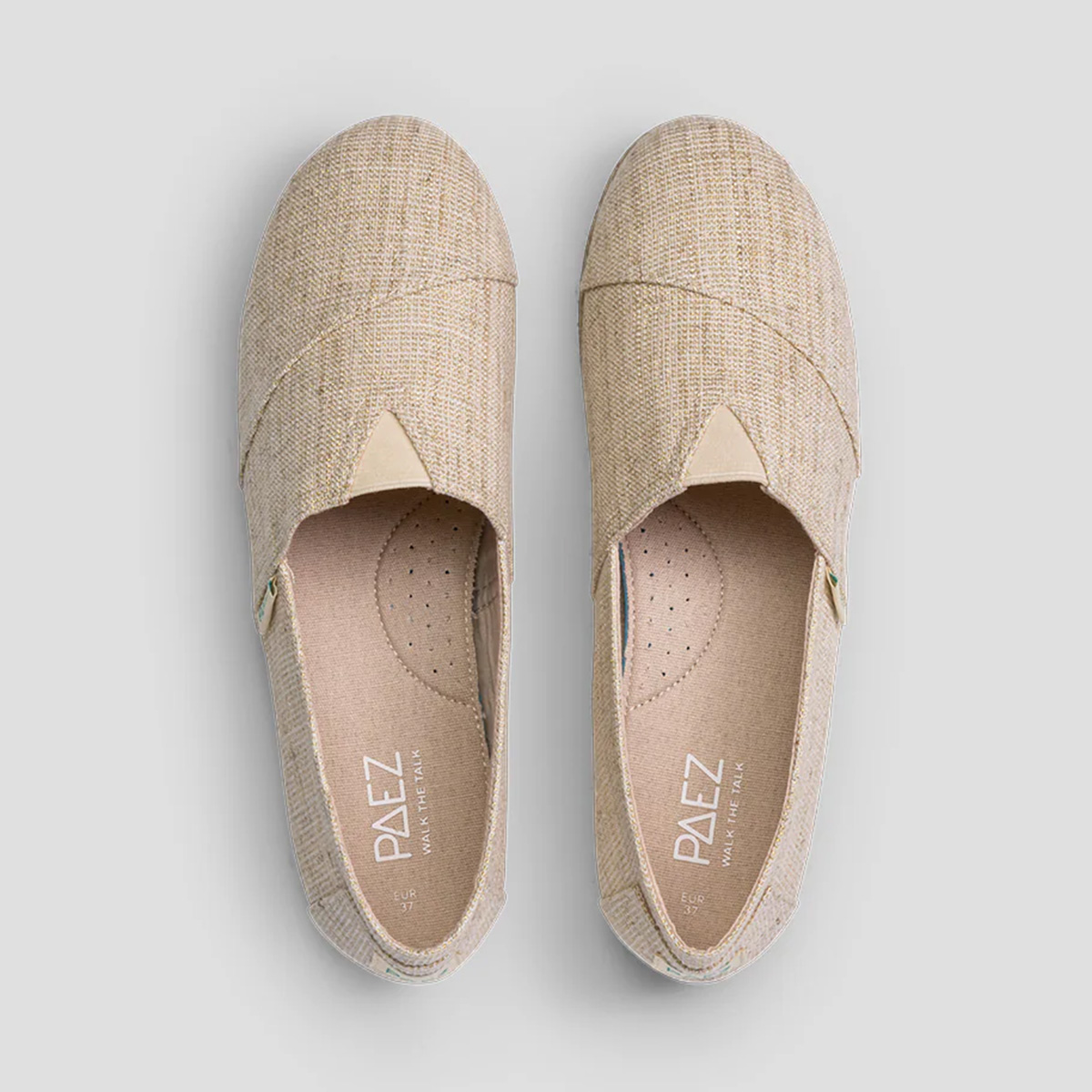 Top view of Classic Day Sparks Ecru PAEZ Espadrilles showcasing their clean and minimal design.